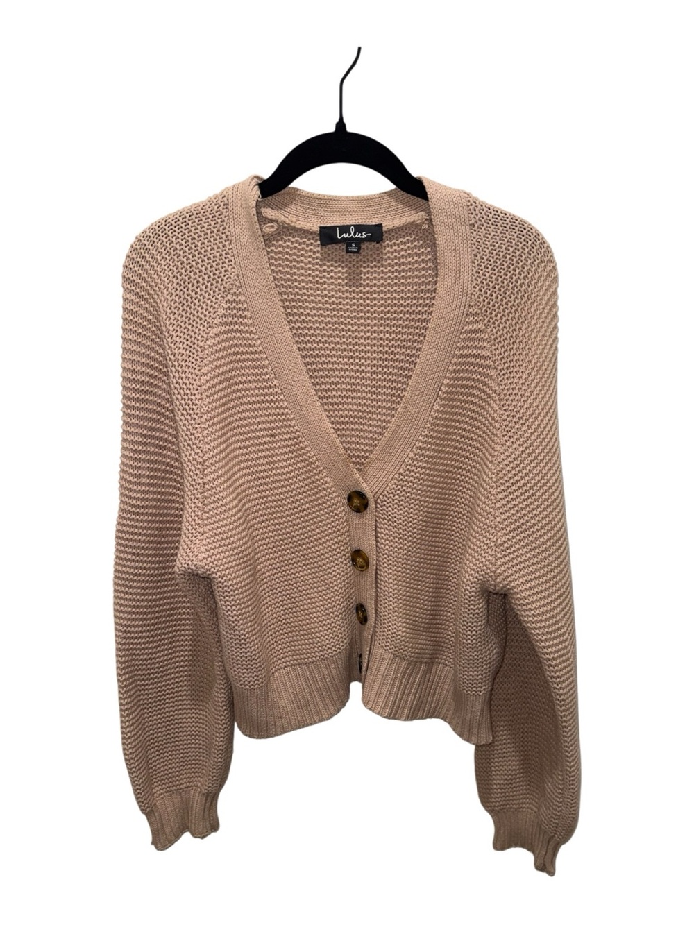 Lulus Beige Chunky Knit Oversized Cardigan Sweater Small Cozy Boho - Picture 3 of 6